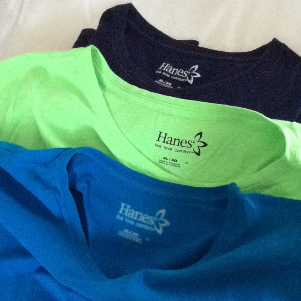 Hanes Pocket Tee Shirt Bundle Neon, Royal, and Navy - Picture 2 of 5